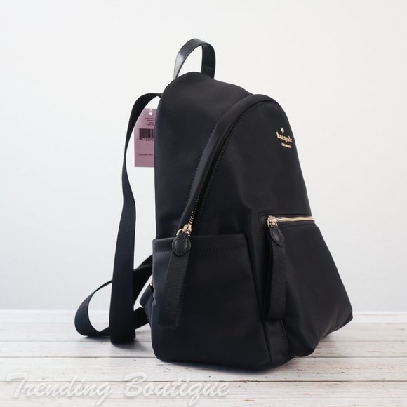 NWT Kate Spade New York Chelsea Medium Nylon Backpack in Black - Picture 4 of 11